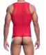 MOB Eroticwear Sheer Body Feinnetz rot transparent & elastisch mit Front-Ausschnitt & String-Rückenteil günstig kaufen