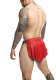 Acheter jupe pour homme MOB Dngeon Roman Skirt rouge en similicuir avec design triangle & rivets pointus on MOB EROTICWEAR