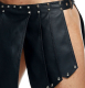 MOB Herrenrock Dngeon Roman Skirt schwarz seitlich offen Kunstleder m. Dreieck-Design & Spitznieten im Römer-Stil kaufen