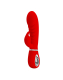 Rabbit Vibrator aufladbar Prescott Silikon rot super-weich 7 Vibrationsmodi gerippter Schaft von PRETTY LOVE kaufen