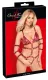 Riemenbody ouvert m. Fesselriemen Mattlook rot mit abnehmbaren Cups & Schrittkette Bondage-Body kaufen
