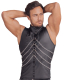 Shirt sleeveless w. Chains & Collar Mattlook up to 3XL elastic w. O-Rings & detachable Carabiner-Chains buy cheap