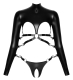 Shirt busenfrei & String ouvert m. Karabinern Bondage-Set schwarzes Kunstleder mit Fixierkarabinern kaufen