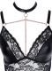 Soutien-gorge souple & slip à bretelles ouvert brillant mat & dentelle grandes tailles noir
