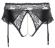 Soutien-gorge souple & slip à bretelles ouvert brillant mat & dentelle grandes tailles noir
