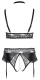 Soutien-gorge souple & slip à bretelles ouvert brillant mat & dentelle grandes tailles noir