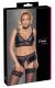 Soutien-gorge souple & slip à bretelles ouvert brillant mat & dentelle grandes tailles noir