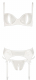 Straps-Set ouvert Feinnetz & Satin bestickt weiss