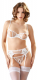 Straps-Set ouvert Feinnetz & Satin bestickt weiss