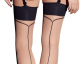Straps-Strümpfe m. Naht & Hochferse hautfarben