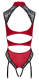 Strapsbody ouvert Satin & Spitze rot-schwarz mit Halsband Sverstell-&-abnehmbare Strumpfhalter kaufen