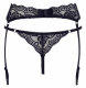 porte-jarretelles & string tanga dentelle florale noir