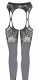 Suspender Tights fine Mesh w. floral Pattern Lace-Look
