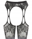Suspender Tights fine Mesh w. floral Pattern Lace-Look