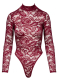 Long-Sleeved Body Lace burgundy with Snaps @Crotch fine elastic Ornamental Lace transparent up to XXL buy