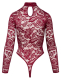 Long-Sleeved Body Lace burgundy with Snaps @Crotch elastic Ornamental Lace up to XXL by COTTELLI LINGERIE buy cheap