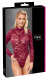 Long-Sleeved Body Lace burgundy w. Snaps @Crotch fine Ornamental Lace transparent up to XXL by COTTELLI buy cheap