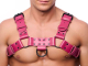 The-RED Bulldog Harness Leder pink L-XL 2mm starke 4cm breite Lederriemen schwarze Metallhardware kaufen