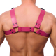 The-RED Bulldog Harness Leder pink S-M 2mm starke 4cm breite Lederriemen schwarze Metallhardware kaufen