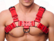 The-RED Bulldog Harness Leder rot S-M 2mm starke 4cm breite Lederriemen gerade geschnitten schwarzes Metall kaufen