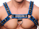 The-RED Premium Harness Leather black-blue S-M with 4 Buckles strong 3.5cm wide Cowhide Straps buy cheap