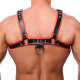 The-RED Premium Harness Leather black-red L-XL with 4 Buckles silver-colored Metal Hardware 3.5cm wide Cowhide buy