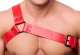 The-RED Schulter-Harness Leder rot L-XL einseitiger Brustharness mit Schnalle einstellbar schwarze Metallhardware kaufen