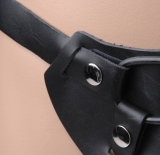 2-Strap Strap-On Dildo Harness open Crotch Leather