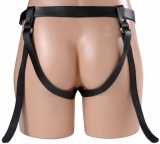 2-Strap Strap-On Dildo Harness open Crotch Leather