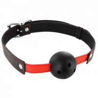 ABS Ball Gag w. Holes & PU-Leather Strap Subdue Me