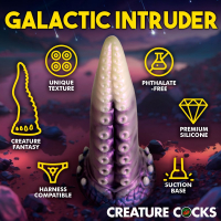 Alien Dildo w. Suction-Cup Astropus Tentacle Silicone white-purple-blue with Suckers-Surface by CREATURE COCKS buy