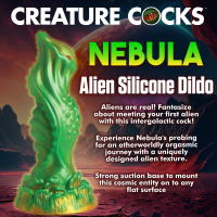 Alien Dildo w. Suction-Base Nebula Silicone green-gold-red & thick Fantasy Dong with strong Stimulation-Texture buy