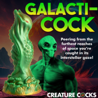 Alien Dildo w. Suction-Base Nebula Silicone green-gold-red & thick Fantasy Dong strong textured buy cheap