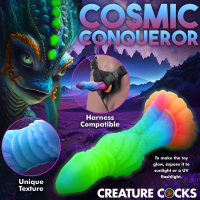 Alien Dildo w. Suction-Cup Galactic Cock fluorescent Silicone Glow-in-the-Dark multicolor by CREATURE COCKS buy