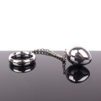 Anal Plug Egg w. Cockring & Chain Stainless Steel 40x40mm