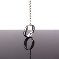 Anal Plug Egg w. Cockring & Chain Stainless Steel 40x40mm