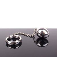 Anal Plug Egg w. Cockring & Chain Stainless Steel 45x45mm