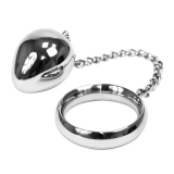 Anal Plug Egg w. Cockring & Chain Stainless Steel 57x52mm