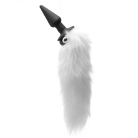 Plug anal silicone avec queue de renard vibrante White Fox