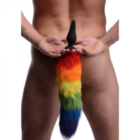 Anal Plug Silikon m. Schwanz multicolor Rainbow Tail