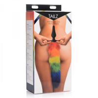 Plug anal silicone avec queue multicolore Rainbow Tail