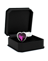 Plug anale con cuore di pietra preziosa in acciaio inox viola con cristallo tagliato a forma di cuore 3 cm di diametro acquistare a buon mercato