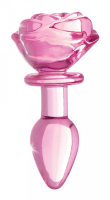 Butt Plug Pink Rose small Borosilicate Glass