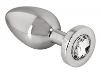 Stainless Steel Butt Plug w. Gemstone Diamond