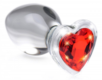 Butt-Plug Red Heart Glass large