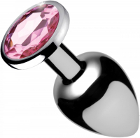 Analplug m. Schmuckstein Pink Gem Aluminium large