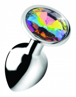 Plug anal avec pierre précieuse Rainbow Prism Gem Aluminium large
