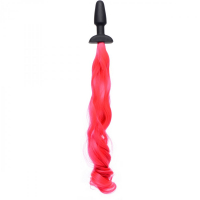 Butt Plug Silicone Horse-Tail hot pink Pony Tail