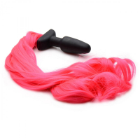 Butt Plug Silicone Horse-Tail hot pink Pony Tail
