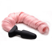 Butt Plug Silicone Horse-Tail pink Pony Tail
